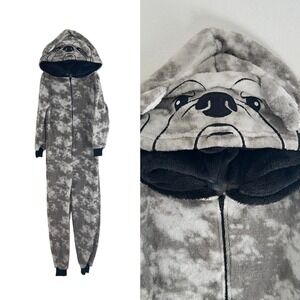 NWT New Jellyfish Kids Bulldog Camo Fleece One Piece Pajama Sleepsuit S 6‎ 7